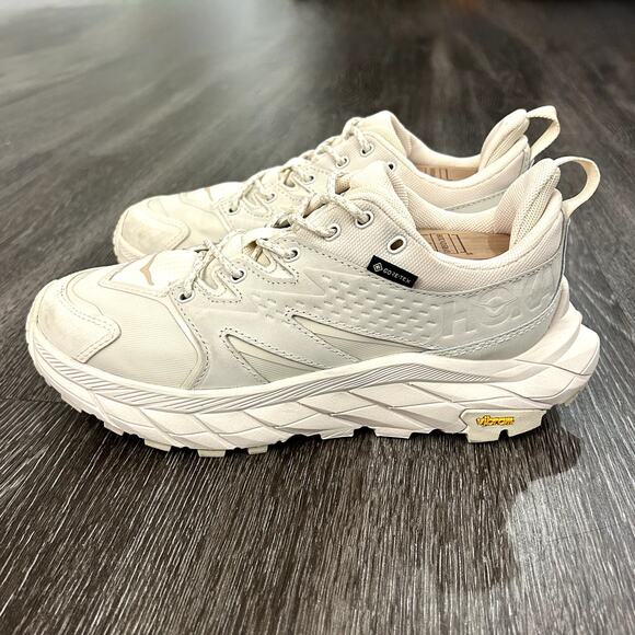 EUC HOKA Anacapa Low GTX Sneakers Eggnog Shifting Sand Vibram Trail Shoes 6.5 - Picture 4 of 16